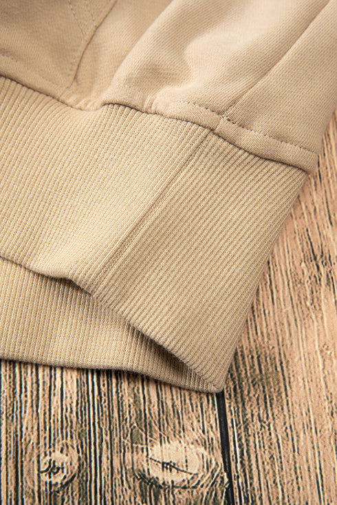 Quarter Zip Stand Neck Kangaroo Pocket Sweatshirt