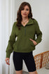 Quarter Zip Stand Neck Kangaroo Pocket Sweatshirt