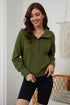 Quarter Zip Stand Neck Kangaroo Pocket Sweatshirt