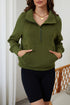 Quarter Zip Stand Neck Kangaroo Pocket Sweatshirt