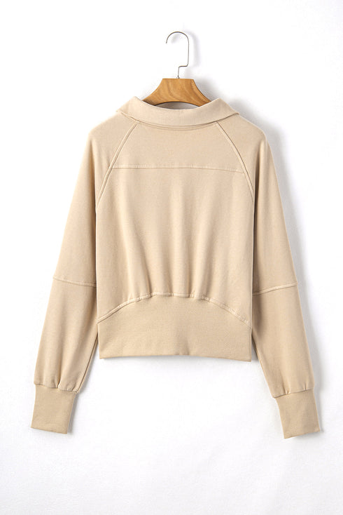 Quarter Zip Stand Neck Kangaroo Pocket Sweatshirt