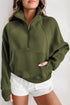 Quarter Zip Stand Neck Kangaroo Pocket Sweatshirt