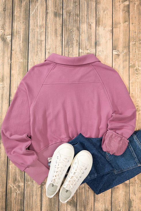 Quarter Zip Stand Neck Kangaroo Pocket Sweatshirt