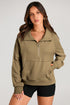 Quarter Zip Stand Neck Kangaroo Pocket Sweatshirt