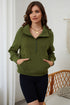 Quarter Zip Stand Neck Kangaroo Pocket Sweatshirt