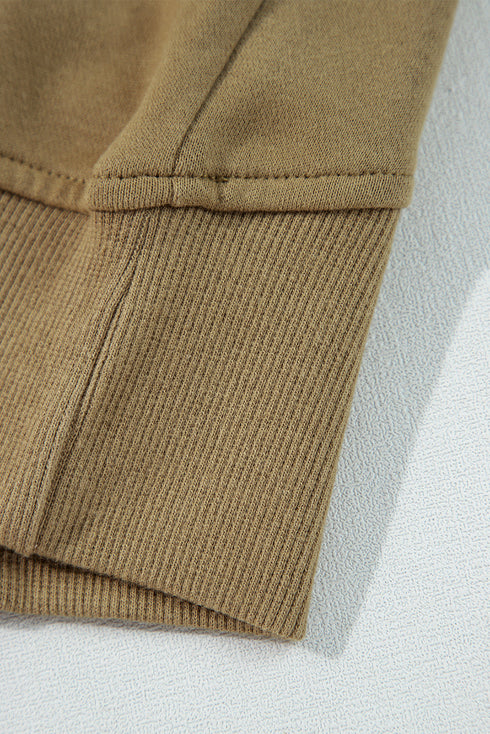 Quarter Zip Stand Neck Kangaroo Pocket Sweatshirt