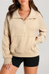 Quarter Zip Stand Neck Kangaroo Pocket Sweatshirt