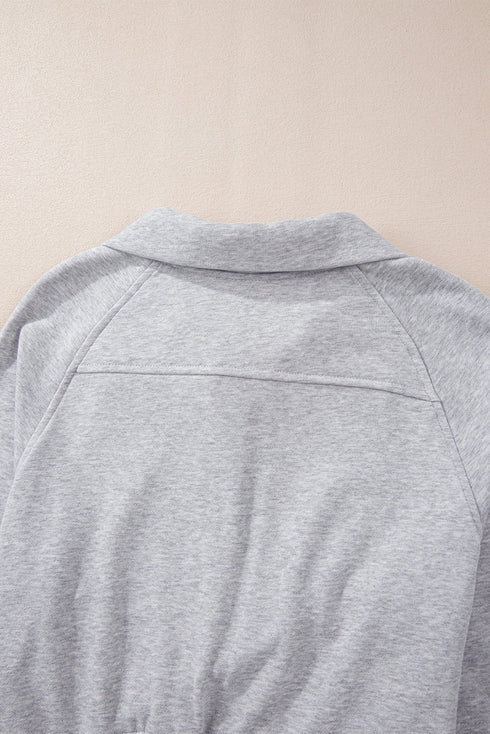 Quarter Zip Stand Neck Kangaroo Pocket Sweatshirt