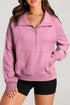 Quarter Zip Stand Neck Kangaroo Pocket Sweatshirt