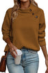 Quilted Buttoned Neckline Stand Neck Pullover Sweatshirt