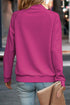 Quilted Buttoned Neckline Stand Neck Pullover Sweatshirt