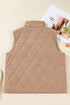 Quilted Corduroy Snap Front Stand Collar Vest Plus Size Outerwear