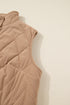 Quilted Corduroy Snap Front Stand Collar Vest Plus Size Outerwear