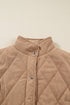 Quilted Corduroy Snap Front Stand Collar Vest Plus Size Outerwear