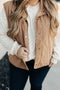 Quilted Corduroy Snap Front Stand Collar Vest Plus Size Outerwear