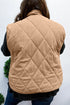 Quilted Corduroy Snap Front Stand Collar Vest Plus Size Outerwear