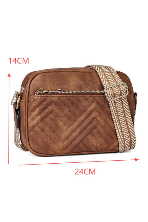 Quilted Faux Leather Chain Strap Rectangular Crossbody Bag