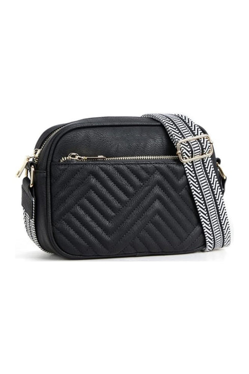Quilted Faux Leather Chain Strap Rectangular Crossbody Bag