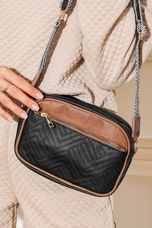 Quilted Faux Leather Chain Strap Rectangular Crossbody Bag