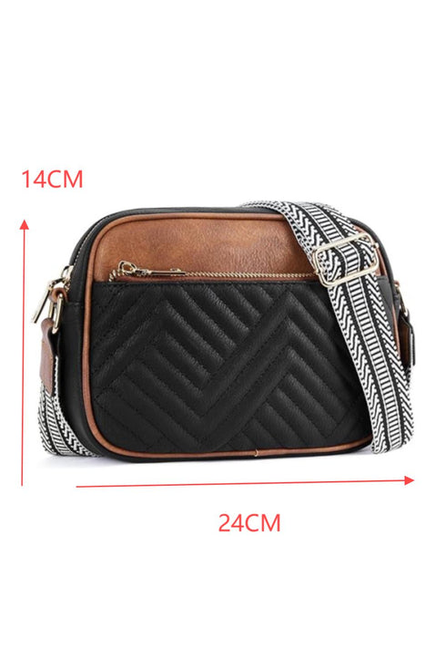 Quilted Faux Leather Chain Strap Rectangular Crossbody Bag