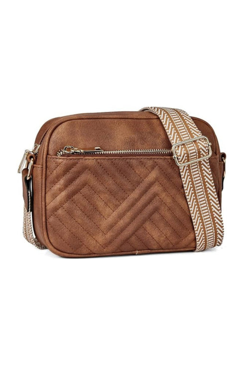 Quilted Faux Leather Chain Strap Rectangular Crossbody Bag