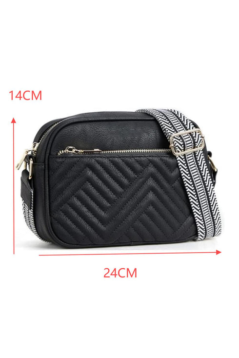 Quilted Faux Leather Chain Strap Rectangular Crossbody Bag