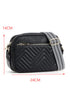 Quilted Faux Leather Chain Strap Rectangular Crossbody Bag