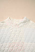 Quilted Floral Patchwork Mock Neck Long Sleeve Top