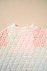 Quilted Floral Patchwork Mock Neck Long Sleeve Top