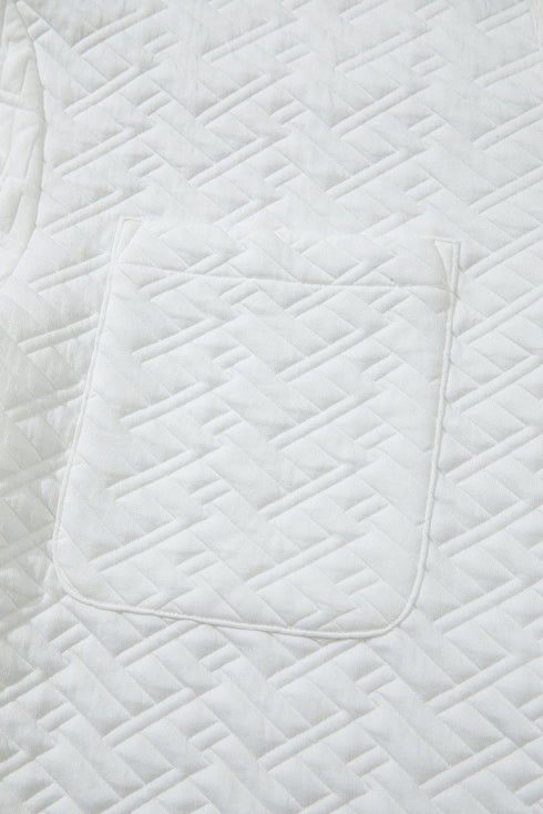 Quilted Geometric Texture Collared Long Sleeve Pullover