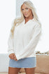 Quilted Geometric Texture Collared Long Sleeve Pullover