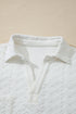Quilted Geometric Texture Collared Long Sleeve Pullover