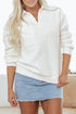 Quilted Geometric Texture Collared Long Sleeve Pullover