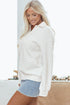 Quilted Geometric Texture Collared Long Sleeve Pullover