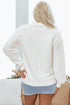 Quilted Geometric Texture Collared Long Sleeve Pullover