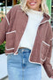 Quilted Metal Button Trim Detail Pocket Jacket