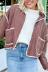 Quilted Metal Button Trim Detail Pocket Jacket