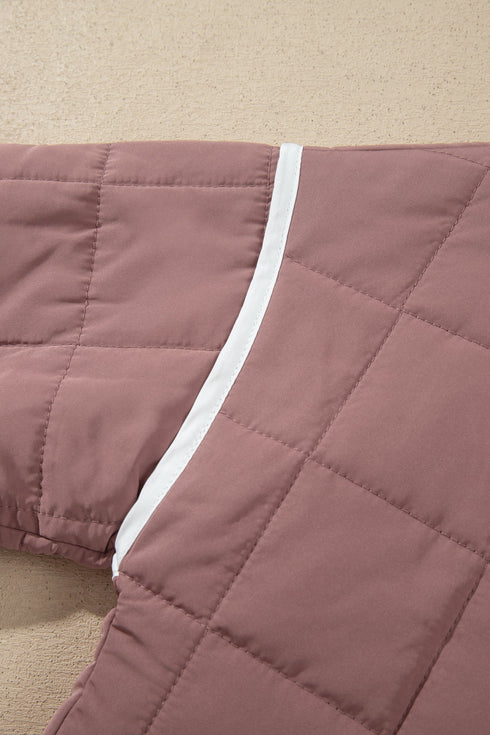 Quilted Metal Button Trim Detail Pocket Jacket