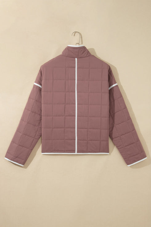 Quilted Metal Button Trim Detail Pocket Jacket