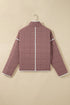Quilted Metal Button Trim Detail Pocket Jacket