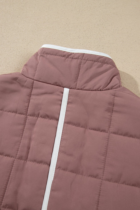 Quilted Metal Button Trim Detail Pocket Jacket