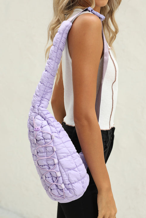 Quilted Nylon Drawstring Knot Strap Sling Bag