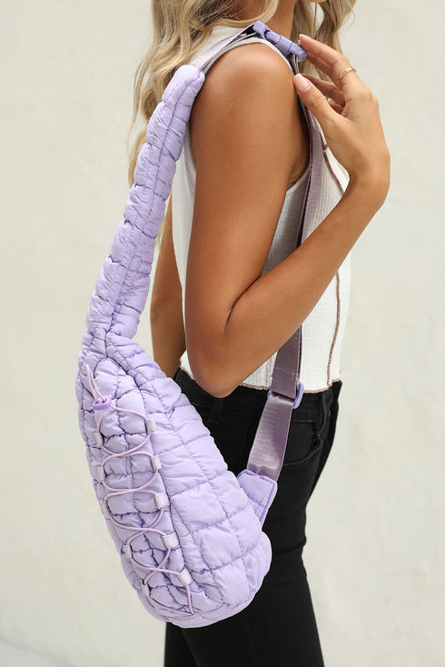 Quilted Nylon Drawstring Knot Strap Sling Bag