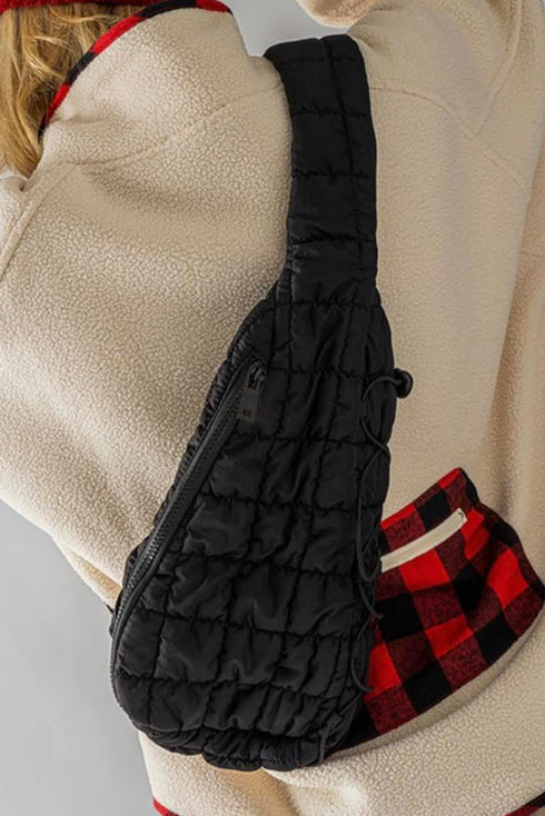 Quilted Nylon Drawstring Knot Strap Sling Bag