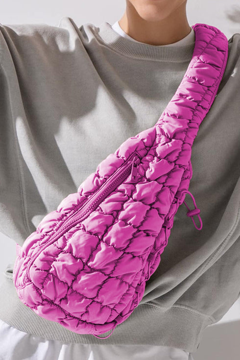 Quilted Nylon Drawstring Knot Strap Sling Bag