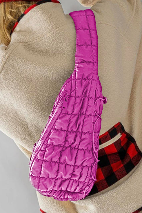 Quilted Nylon Drawstring Knot Strap Sling Bag