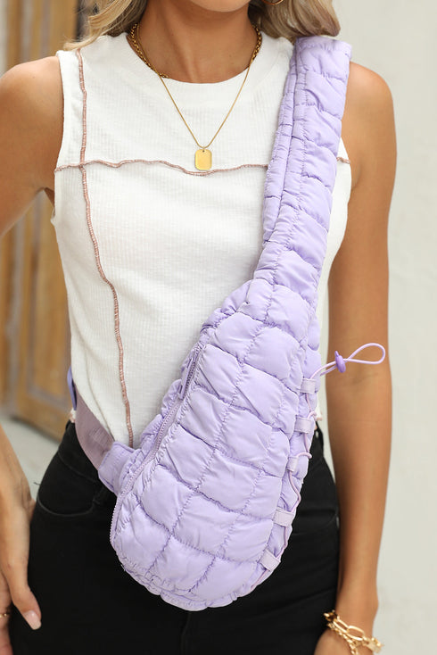 Quilted Nylon Drawstring Knot Strap Sling Bag