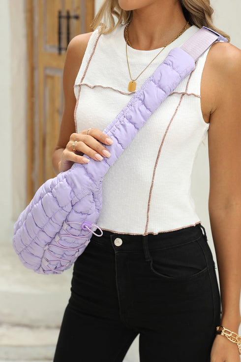 Quilted Nylon Drawstring Knot Strap Sling Bag