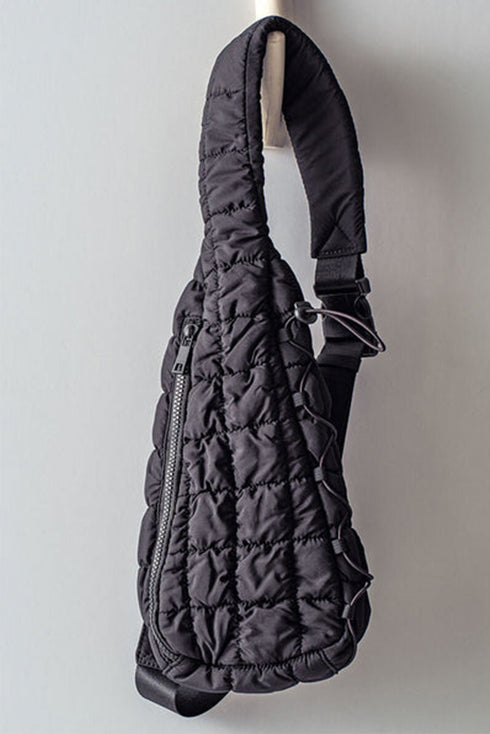 Quilted Nylon Drawstring Knot Strap Sling Bag