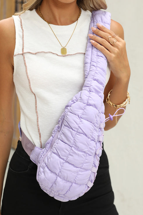 Quilted Nylon Drawstring Knot Strap Sling Bag